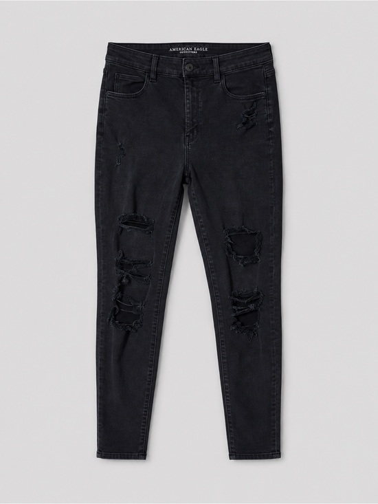 American Eagle Outfitters Denim - American Eagle Curvy High Rise Jeans Jeggings Size 8 Black Distressed Grunge
